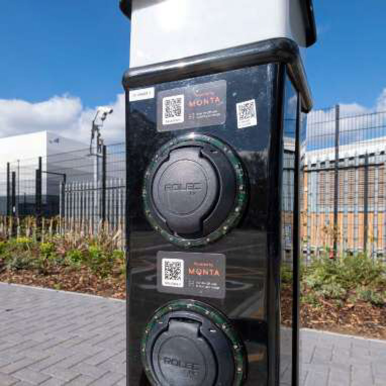 Electric vehicle charging points in the car park